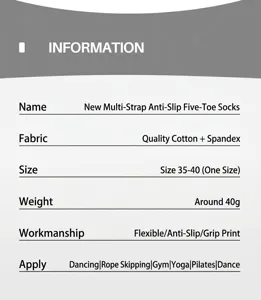 Five-finger non-slip yoga socks for women, breathable cotton blend, suitable for pilates and fitness.