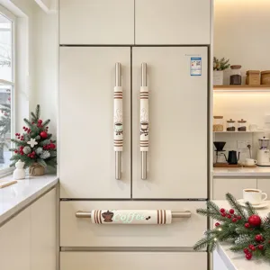 Leinen Kaffee Thema Kühlschrank Griffabdeckungen 3er Set für die Küchengeräte