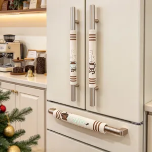 3 Stk. Leinen Kaffee Thema Kühlschrank Griffabdeckungen Küche Gerät Staubschutz