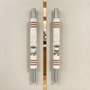 Kaffee Motiv Leinen Kühlschrank Griffabdeckungen Set, schützende Staubdichte Deko.