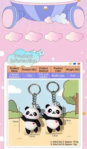 Süßer Cartoon Panda Schlüsselanhänger PVC weicher Gummi Taschenanhänger Dekoration.