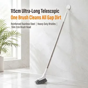 Long handle extensible gap cleaning brush for bathroom and floor tile crevices, durable tool.