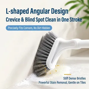 L-shaped crevice cleaning brush with dense hard bristles for narrow bathroom corners and tile gaps.