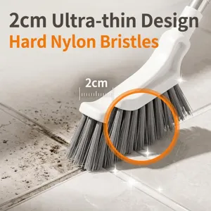 Gap cleaning brush with 2cm ultra-thin hard nylon bristles for bathroom tile floor gaps.
