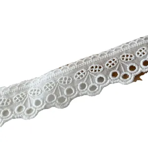 White cotton lace trim hollow embroidery ribbon DIY sewing craft garment decoration dress edge