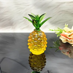 Grazioso soprammobile di ananas in cristallo giallo statuetta di frutta per decoro