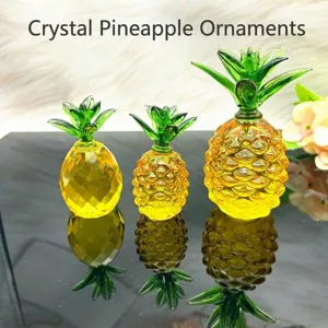 Ornamento di Ananas in Cristallo Giallo Vetro Smaltato Figura Feng Shui Scrivania Decorazione Armadio da Vino Regalo