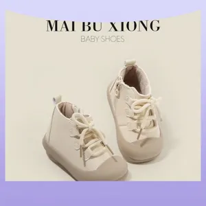 Säugling Kleinkind High Top Lernlaufschuhe Für Jungen Mädchen Rutschfest Gummisohle Superfaser Leder Sneaker Baby Freizeitschuhe