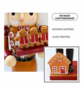 Hölzerner Nussknacker Soldat Figur mit Lebkuchenmann Design, Weihnachtsfeier Heimdekoration.