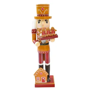 Hölzerner Nussknacker Soldat mit Lebkuchen Tablett Weihnachtsdeko 35cm Holzarbeit