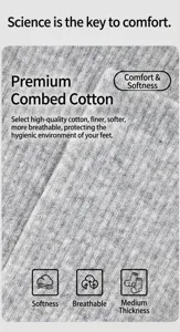 Close-up detail shot of the soft combed cotton fabric texture for yoga socks, breathable.