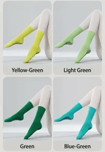 Anti-slip yoga pilates socks solid color mid-calf athletic fitness socks color variant details