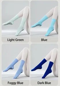 Detail view of solid color yoga pilates socks with anti-slip grip dots for daily fitness.