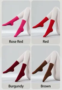 Non-slip yoga socks with grip dots, solid color mid-tube pilates fitness socks for women detail view.