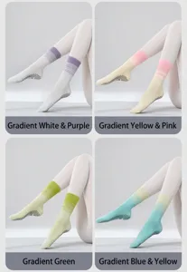 Gradient non-slip yoga socks, mid-tube design, sweat-absorbent pilates fitness socks for women.