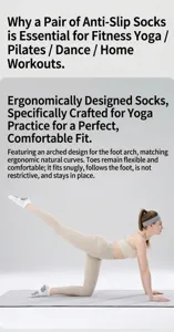 Gradient non-slip yoga socks for women, mid-tube sweat-absorbent fitness pilates socks.