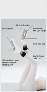 Non-slip gradient yoga socks with arch support and silicone grip soles for daily fitness.