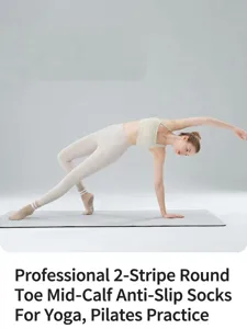 Women's non-slip mid-tube yoga socks, ideal for indoor fitness, pilates, and workout routines.