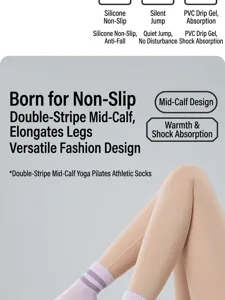 Non-slip yoga socks with mid-tube design, silicone grip and cushioning for fitness and pilates.