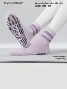 Non-slip yoga socks for women, mid-tube pilates and fitness socks with rubber grip soles.