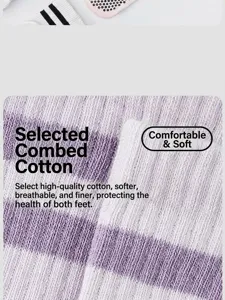 Women yoga socks detail view, breathable combed cotton striped fabric with anti-slip grip.