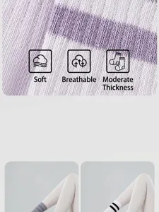 Detailed view of summer striped mid-tube socks, soft, breathable, and comfortable for yoga.