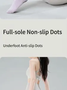 Non-slip grip yoga socks detail view featuring full sole dotted pattern for stability.