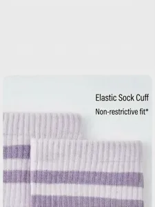 Women mid-calf striped yoga socks detail view for pilates fitness and indoor sports