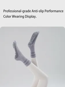 Women anti-slip yoga socks mid-tube pilates fitness sports grip socks for indoor training.