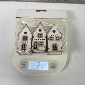Christmas wooden mini house hanging ornaments set, cute festive tree decor pendants.