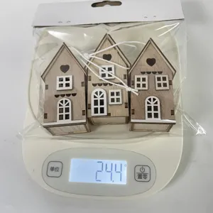 Christmas wooden small house hanging ornament set, cute holiday festive decor detail 3pcs