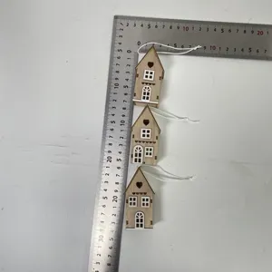 Wooden Christmas house hanging ornament cute mini wooden craft pendant for holiday party decor