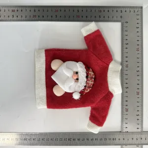 Copertura per bottiglia di vino di Natale maglione lavorato a maglia con Babbo Natale.