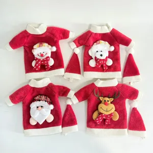 Set mini maglione natalizio copri bottiglia di vino con pupazzo di neve renna decoro