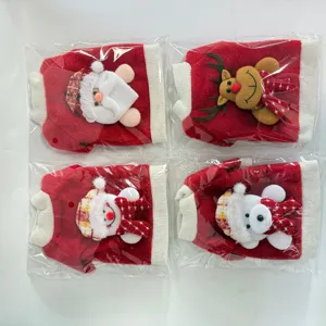 Set copribottiglia di vino di Natale, dettagli di decorazione in peluche Babbo Natale renna orso.