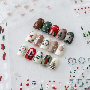 Adesivi per unghie natalizi retro crema stile cartone animato dopamina decorazione festiva.