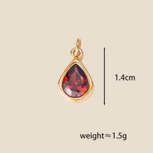 Gold teardrop colored zircon pendant diy jewelry accessory necklace for women birthday stones