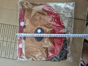Detailed view of the Christmas toilet cover set packaged securely with size measurement shown.