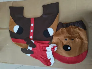 Christmas reindeer toilet seat cover set fabric bathroom holiday decor home supplies