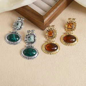 Boucles d'oreilles pendantes en résine alliage style baroque vintage bijoux de mode de luxe