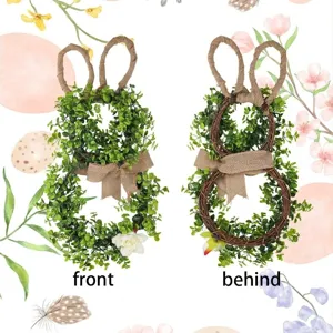 Easter bunny wreath artificial greenery vine hanging decor spring home door decoration
