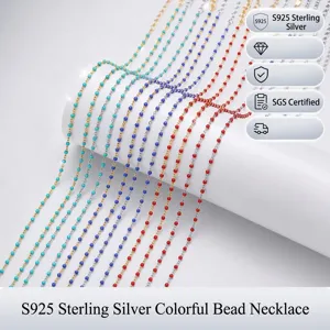 Collier En Argent Sterling 925 Avec Perles Colorées Minimaliste Chaîne De Clavicule Irrégulière Bijoux Femme