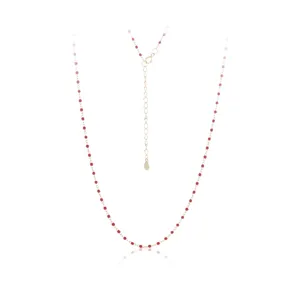 Collier perles rouges en argent sterling 925 chaîne clavicule minimaliste bijoux femme