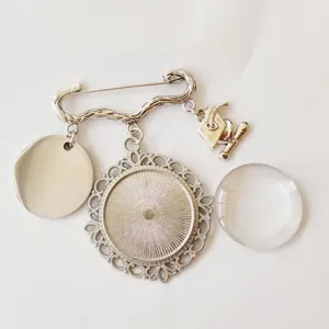 DIY photo brooch pin base blank tray charm set for wedding bouquet memorial craft making