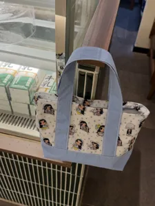 Cute cartoon canvas tote bag handbag, daily portable storage bag for women and girls.