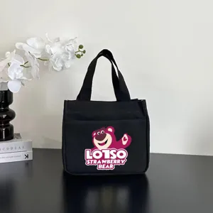 Borsa tote in tela nera borsa a mano casual grande capacità borsa a tracolla.