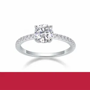 Luxury 925 Sterling Silver Moissanite Lab Grown Diamond Ring Platinum Plated Round Cut Engagement Wedding Jewelry With GRA Certificate For Women