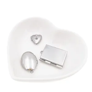 Edelstahl Foto Medaillon Anhänger DIY Halskette Schmuck Zubehör Herz Oval Quadrat