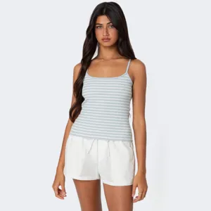 Women summer striped camisole slim fit casual basic tank top breathable daily wear apparel