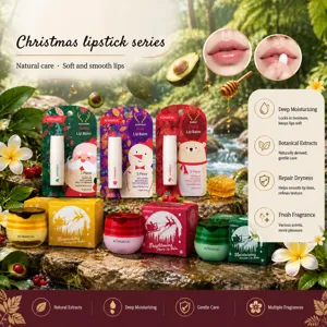 KORMESIC Christmas Moisturizing Lip Balm Series Cherry Honey Avocado Vanilla Rose Hydrating Lip Care For Women Winter Gift